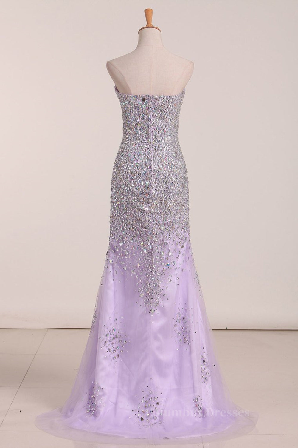 Long Dress Formal, Gorgeous Mermaid Strapless Purple Beaded Long Prom Dresses, Mermaid Purple Beaded Formal Evening Dresses, Purple Ball Gown