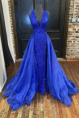 Evening Dress Formal, Gorgeous V Neck Mermaid Blue Sequins Long Prom Dress, Mermaid Blue Formal Dress, Blue Evening Dress