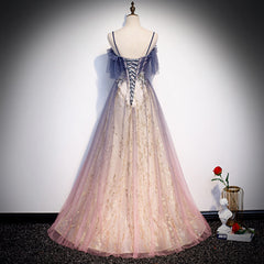 Homecoming Dresses Lace, Gradient Pink Sweetheart Floor Length Party Dresses, A-line Gradient Long Prom Dresses