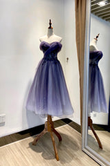 Formal Dress Website, Gradient Tulle Sweetheart Knee Length Prom Dress, Cute Homecoming Dresses