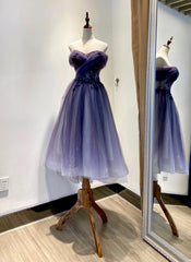 Formal Dress Websites, Gradient Tulle Sweetheart Knee Length Prom Dress, Cute Homecoming Dresses