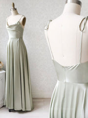Prom Dress Shop, Gray green long prom dress, Gray green bridesmaid dress