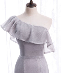 Formal Dresses Online, Gray Tulle Mermaid Long Prom Dress Gray Tulle Formal Dress