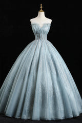 Prom Dresses Sale, Gray Tulle Sequins Floor Length Prom Dress, A-Line Evening Party Gown