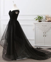 Wedding Bouquet, Black Tulle Long Prom Dress, Black Evening Gdress
