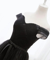 Bachelorette Party Theme, Black Tulle Long Prom Dress, Black Evening Gdress