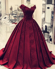 Prom Dress Red, Green Ball Gown Satin Prom Dresses Lace V Neck Formal Dress,Quinceanera Dresses