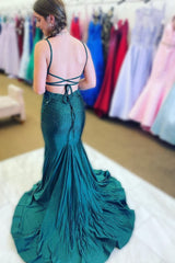 Green Beading Mermaid Prom Dress with Appliques