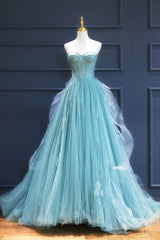 Bridesmaids Dress Designers, Green Lace Tulle A-Line Long Formal Dress, Green Strapless Evening Dress