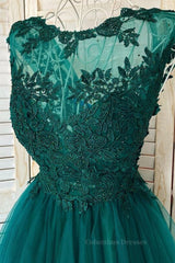 Prom Dress 2056, Green Lace Tulle Short Prom Homecoming Dresses, Green Lace Formal Graduation Evening Dresses
