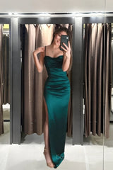 Green Mermaid Halter Prom Dress Evening Dress