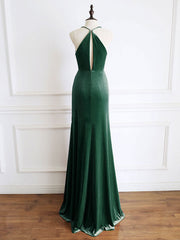 Evening Dress Maxi Long Sleeve, Green Mermaid Velvet Long Prom Dress, Green Formal Evening Dresses