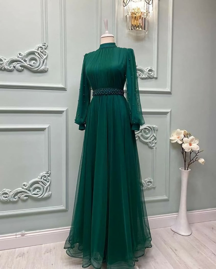 Beauty Dress, Green Prom Dress, Custom Made Evening Dress