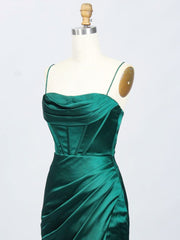 Prom Dresses Boutique, Green Satin Long Prom Dresses, Green Mermaid Long Formal Dresses