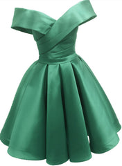 Prom Dress Chiffon, Green Satin Sweetheart Off Shoulder Satin Party Dress, Green Homecoming Dress Prom Dress