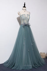 Prom Dresses Long Formal Evening Gown, Green sweetheart tulle lace long prom dress green formal dress