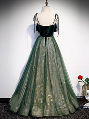 Prom Outfit, Green Tulle Lace Long Prom Dress, Green Tulle Formal Dress