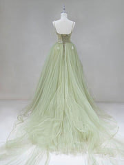 Prom Dresses Graduacion, Green Tulle Long Prom Dress,  A-Line Green Formal Long Evening Dress
