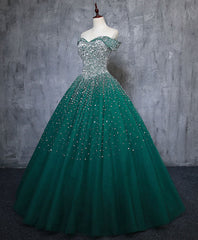 Evening Dress Long Sleeve Maxi, Green Tulle Sequin Long Prom Gown, Green Sequin Sweet 16 Dress