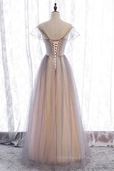 Prom Dresses2053, Grey A-line Jewel Beaded Ruffle Lace-Up Maxi Formal Dress