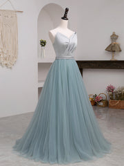 Prom Dresses Ball Gowns, Grey and Green Long Simple Party Dress Prom Dress, A-line Formal Dresses