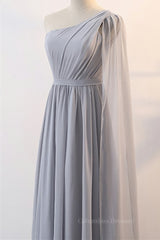Purple Dress, Grey Chiffon Long Mismatched Bridesmaid Dresses