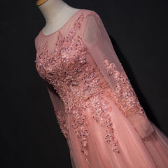 Party Dresses Lace, High Quality Tulle Party Dress with Lace Applique, Long Prom Gown