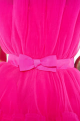 Satin Bridesmaid Dress, Hot Pink A-line Short Puffy Tulle Party Dress Cocktail Dresses