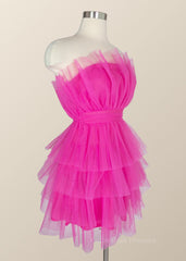 Homecoming Dress Vintage, Hot Pink Flare Short Birthday Dress