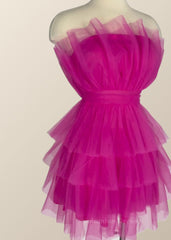 Homecomeing Dresses Vintage, Hot Pink Flare Short Birthday Dress