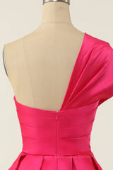 Sweet 52 Dress, Hot Pink One Shoulder Short A-line Party Dress