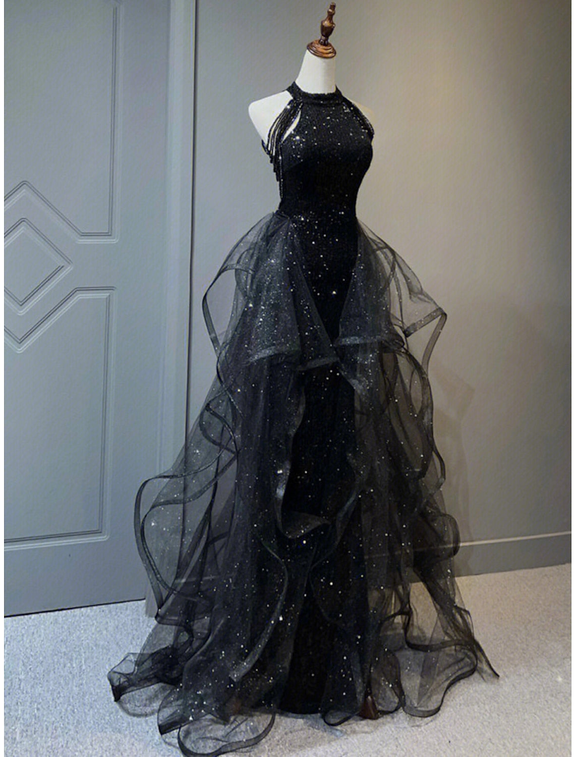 A-Line Prom Black Dress Vintage Dress Wedding Party Birthday Sweep