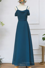 Prom Dresses Green Emerald, Ink Blue Chiffon Long Bridesmaid Dress