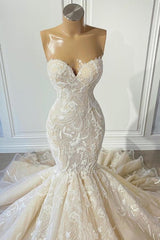 Wedding Dresses Under 306, Ivory Sweetheart Strapless Long Mermaid Wedding Dress