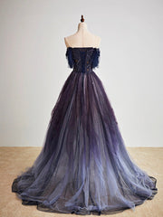 Evening Dress 1933S, Purple Gradient Tulle Long Prom Dress, Beautiful A-Line Evening Party Dress