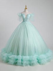 Prom Dresses Shopping, Beautiful Tulle Sequins Long Ball Gown, A-Line Tulle Sweet 16 Dress