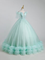 Prom Dress Shops, Beautiful Tulle Sequins Long Ball Gown, A-Line Tulle Sweet 16 Dress