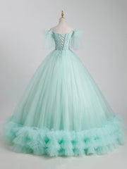 Prom Dresses Inspired, Beautiful Tulle Sequins Long Ball Gown, A-Line Tulle Sweet 16 Dress