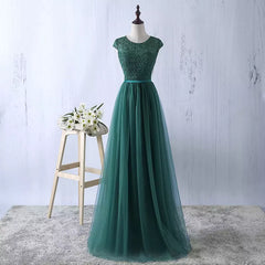 Evening Dresses Knee Length, Lace and Tulle Bridesmaid Dress, Elegant Formal Dress