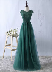 Evening Dress Knee Length, Lace and Tulle Bridesmaid Dress, Elegant Formal Dress
