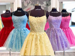Homecoming Dresses Vintage, Lace Applique A-line Homecoming Dress Short Prom Dress,Semi Formal Dresses