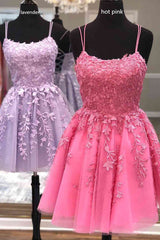 Homecoming Dresses Short Prom, Lace Applique A-line Homecoming Dress Short Prom Dress,Semi Formal Dresses