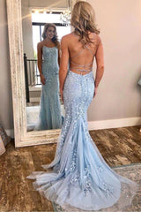 Lace Mermaid Backless Prom Dress