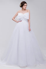 Wedding Dresses Costs, Lace Sheer Waist Long Pleated A-line Train Wedding Dresses with Half Sleeves