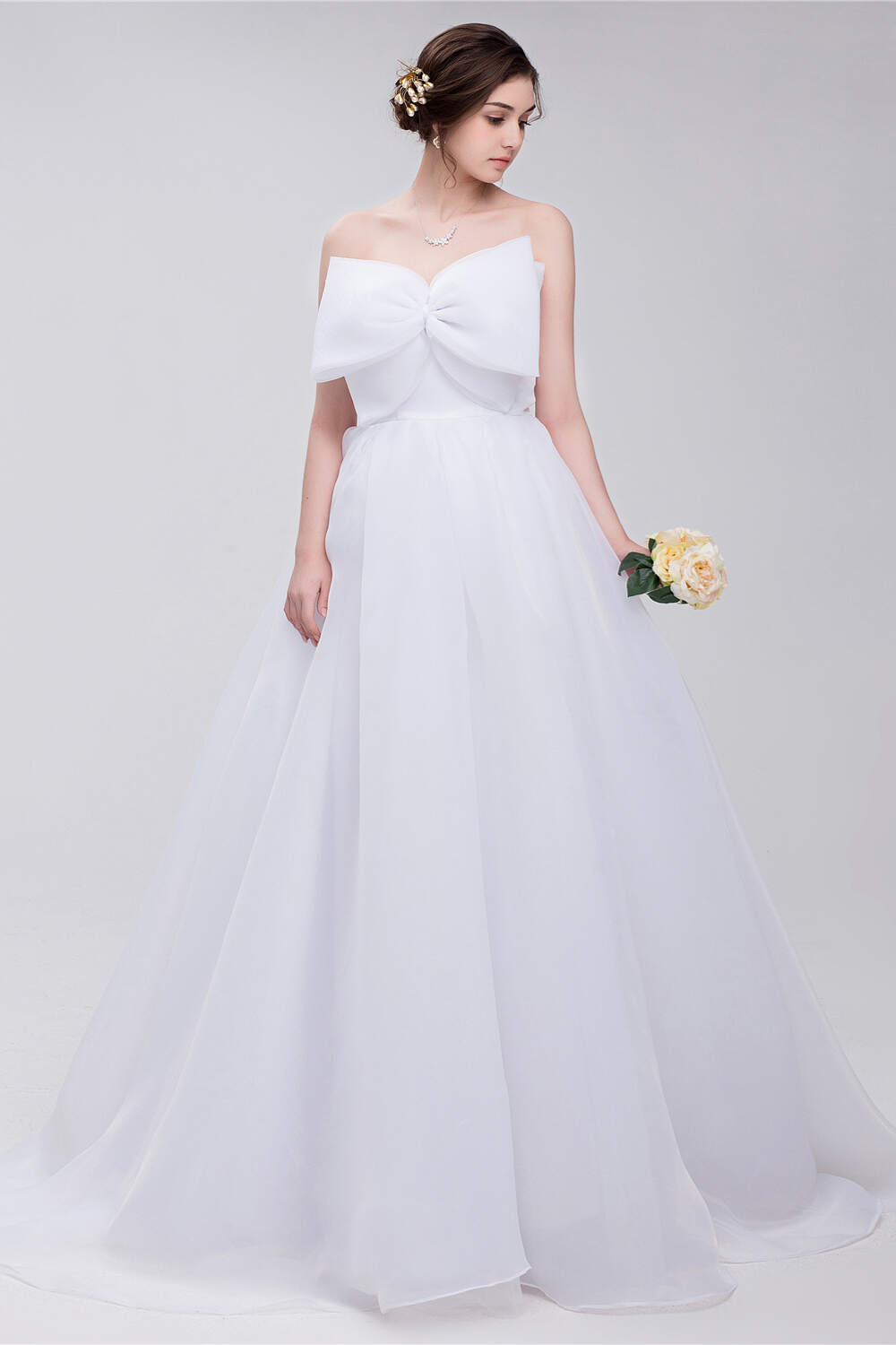 Wedding Dress Costs, Lace Sheer Waist Long Pleated A-line Train Wedding Dresses with Half Sleeves