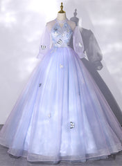Party Dress Ball, Lavender Ball Gown Tulle High Neckline Sweet 16 Dresses, Lavender Formal Dress