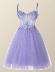 Bridesmaid Dresses Style, Lavender Corset A-line Short Homecoming Dress