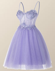 Bridesmaids Dress Style, Lavender Corset A-line Short Homecoming Dress