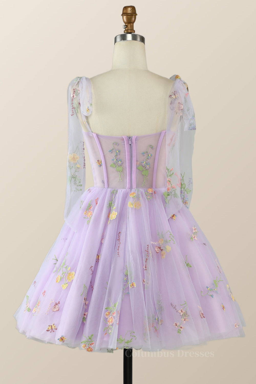 Bridesmaids Dresses Color Palettes, Lavender Floral Corset A-line Princess Dress