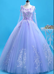 Bridesmaid Dresses Gold, Lavender Flowers Round Neckline Party Dress, Sweet 16 Gown